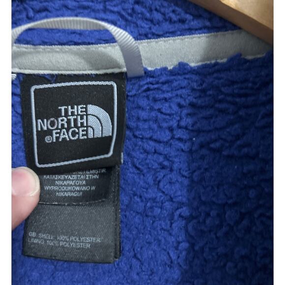 The North Face Girl's Full Zip Collared Blue Sherpa Jacket Medium - Picture 8 of 9